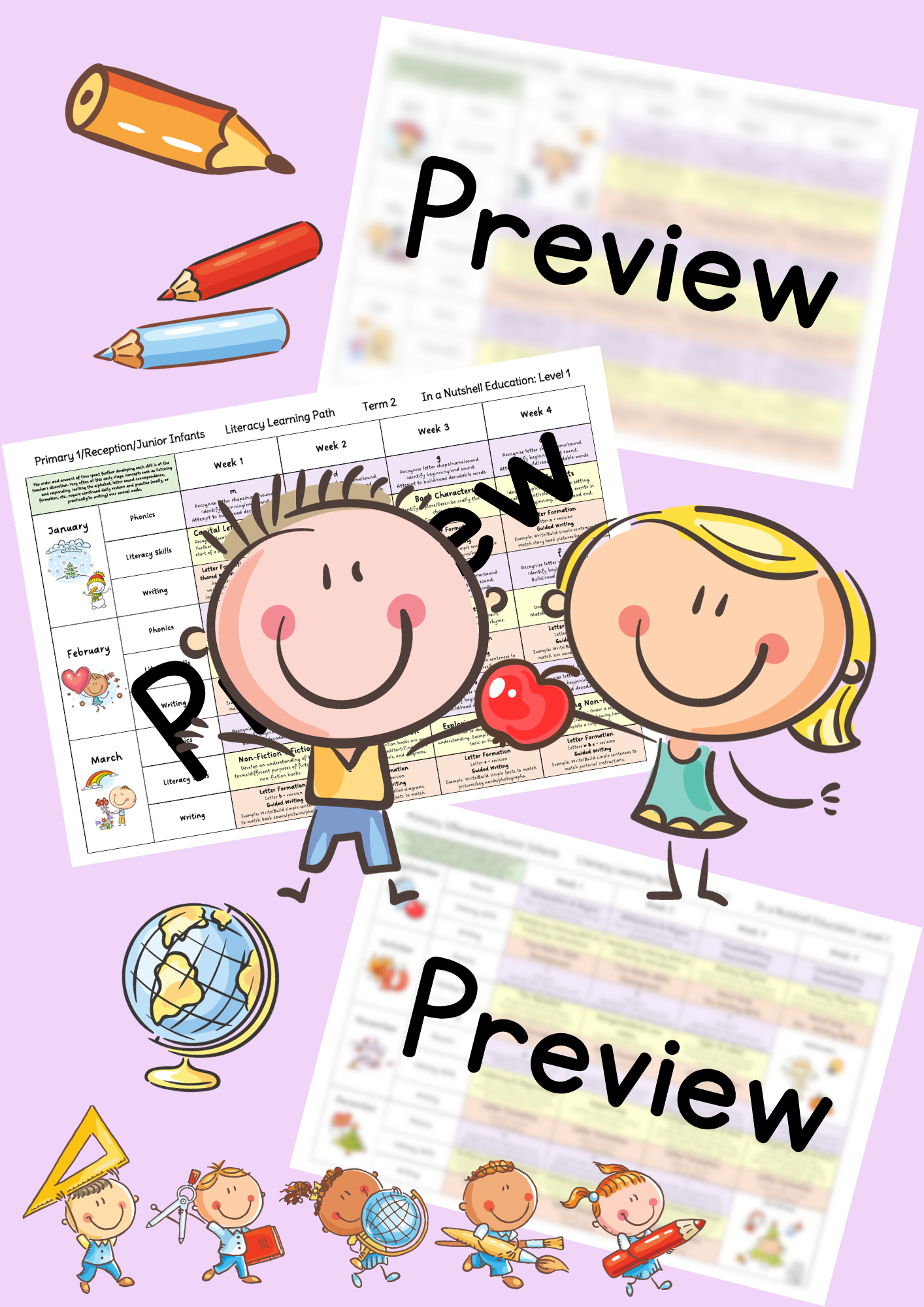 Primary 1 & 2 - Literacy Termly Planning Bundle