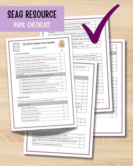 SEAG Exam Child-Friendly Revision Checklist